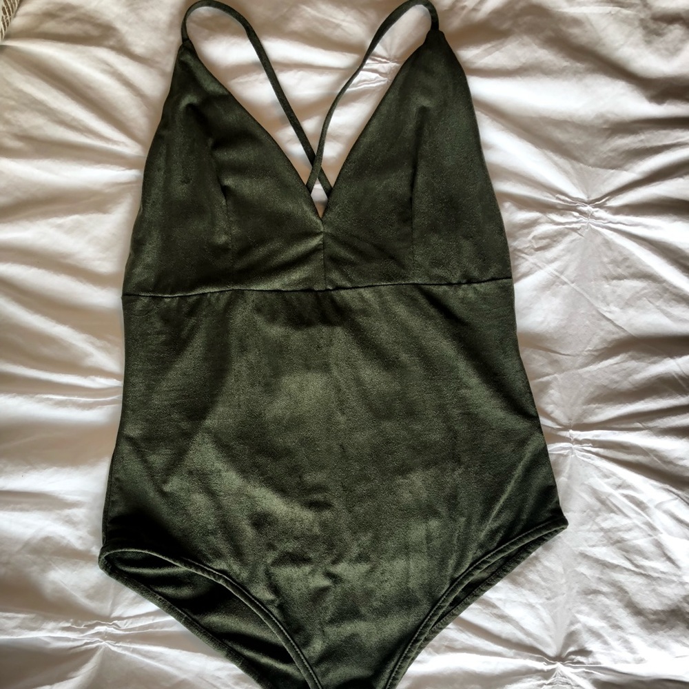NWOT Green Suede Bodysuit